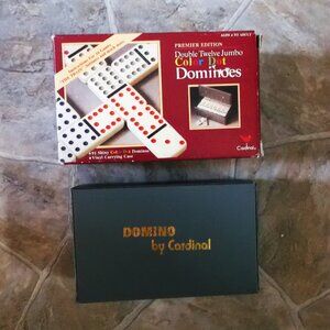 Vintage Cardinal (91) Double Twelve, Jumbo, Color Dot Dominoes w. Vinyl Case